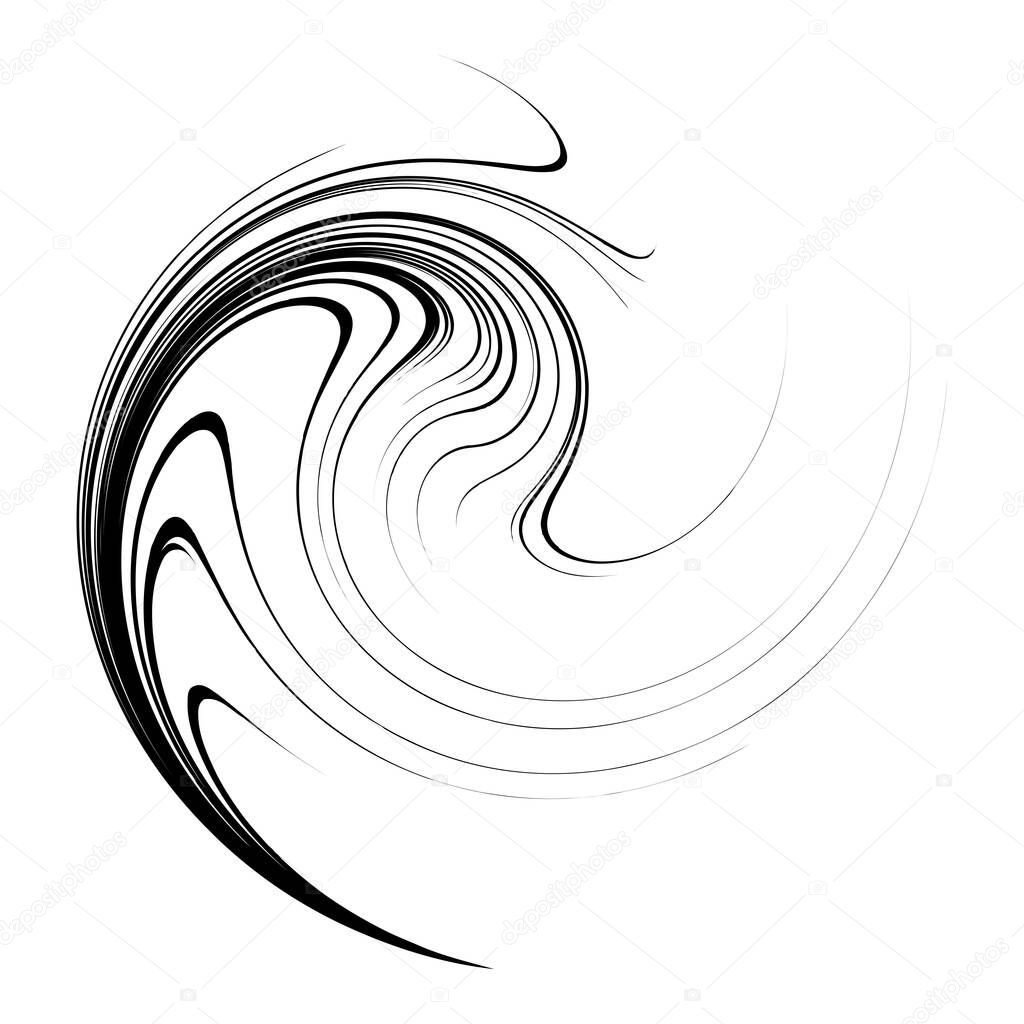 Spiral design element. Rotating radial lines vector illustration
