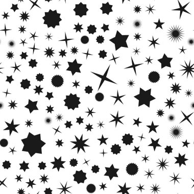 Rastgele yıldız şekilleri, arka plan. Kusursuz bir şekilde tekrarlanabilir.