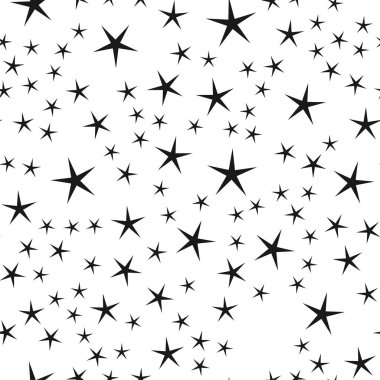 Rastgele yıldız şekilleri, arka plan. Kusursuz bir şekilde tekrarlanabilir.