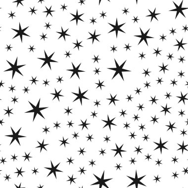 Rastgele yıldız şekilleri, arka plan. Kusursuz bir şekilde tekrarlanabilir.
