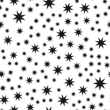 Rastgele yıldız şekilleri, arka plan. Kusursuz bir şekilde tekrarlanabilir.
