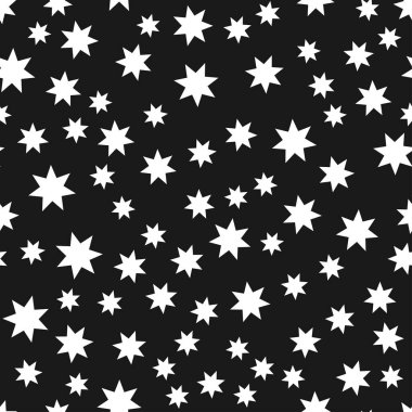 Rastgele yıldız şekilleri, arka plan. Kusursuz bir şekilde tekrarlanabilir.