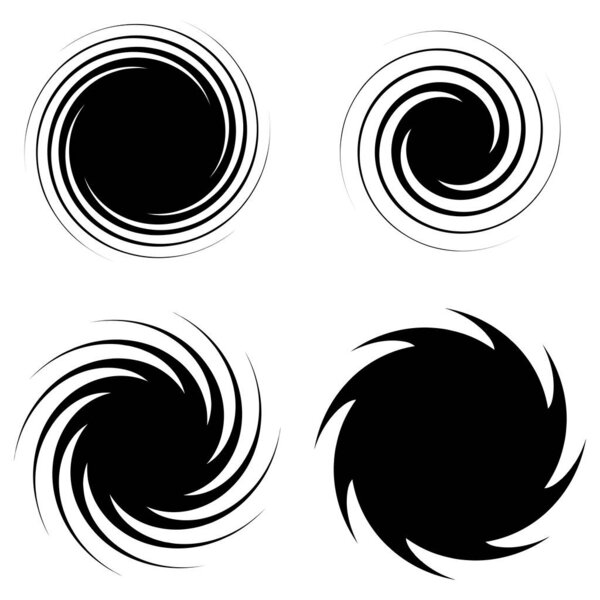 radiating swirl or twirl, twirling element shape vector illustration