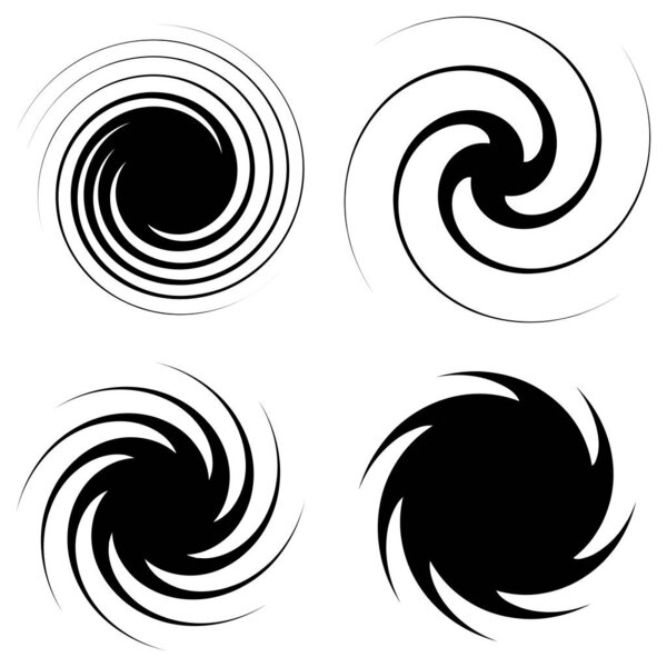 radiating swirl or twirl, twirling element shape vector illustration
