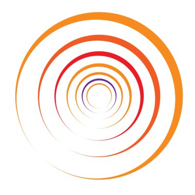 Radial, concentric circles, rings. Spiral, swirl, twirl element. Volute, helix, ripple effect shape