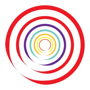 Radial, concentric circles, rings. Spiral, swirl, twirl element. Volute, helix, ripple effect shape
