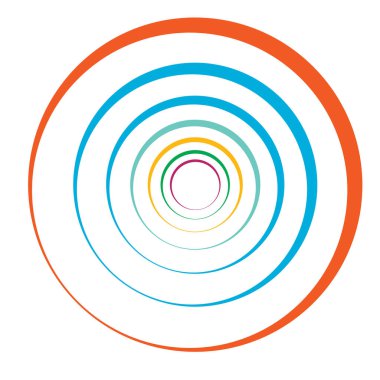 Radial, concentric circles, rings. Spiral, swirl, twirl element. Volute, helix, ripple effect shape