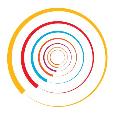 Radial, concentric circles, rings. Spiral, swirl, twirl element. Volute, helix, ripple effect shape