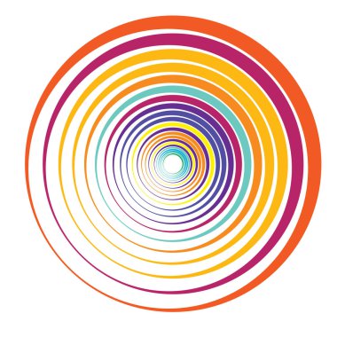 Radial, concentric circles, rings. Spiral, swirl, twirl element. Volute, helix, ripple effect shape