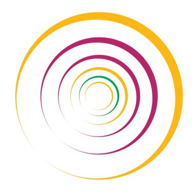 Radial, concentric circles, rings. Spiral, swirl, twirl element. Volute, helix, ripple effect shape