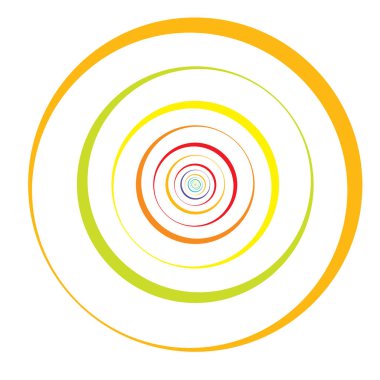 Radial, concentric circles, rings. Spiral, swirl, twirl element. Volute, helix, ripple effect shape