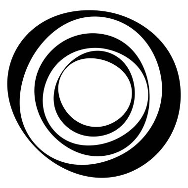 Radial, radiating concentric circles, rings. Spiral, swirl, twirl element. Volute, helix, cochlear vector illustration