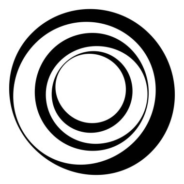 Radial, radiating concentric circles, rings. Spiral, swirl, twirl element. Volute, helix, cochlear vector illustration