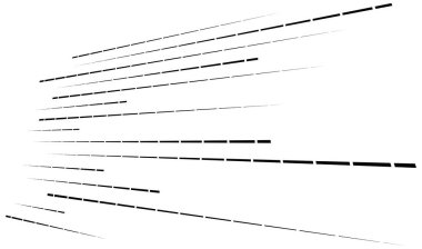 Dynamic dashed lines, stripes. 3D Lines in perspective with gaps. Vanishing, diminishing spatial lines, stripes geometric illustration