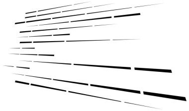 Dynamic dashed lines, stripes. 3D Lines in perspective with gaps. Vanishing, diminishing spatial lines, stripes geometric illustration