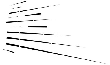 Dynamic dashed lines, stripes. 3D Lines in perspective with gaps. Vanishing, diminishing spatial lines, stripes geometric illustration