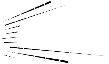 Dynamic dashed lines, stripes. 3D Lines in perspective with gaps. Vanishing, diminishing spatial lines, stripes geometric illustration