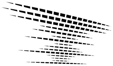 Dynamic dashed lines, stripes. 3D Lines in perspective with gaps. Vanishing, diminishing spatial lines, stripes geometric illustration