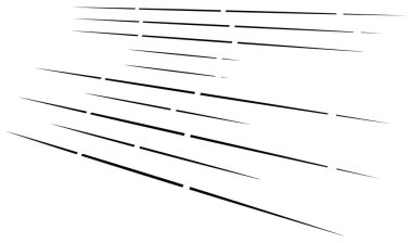 Dynamic dashed lines, stripes. 3D Lines in perspective with gaps. Vanishing, diminishing spatial lines, stripes geometric illustration