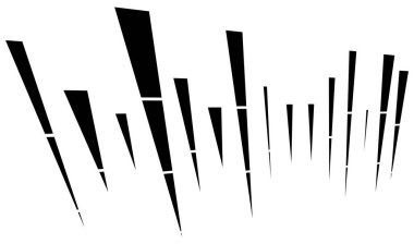 Dynamic dashed lines, stripes. 3D Lines in perspective with gaps. Vanishing, diminishing spatial lines, stripes geometric illustration