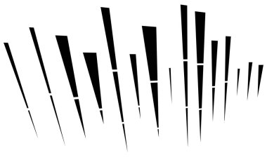 Dynamic dashed lines, stripes. 3D Lines in perspective with gaps. Vanishing, diminishing spatial lines, stripes geometric illustration