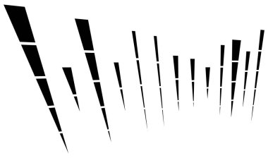 Dynamic dashed lines, stripes. 3D Lines in perspective with gaps. Vanishing, diminishing spatial lines, stripes geometric illustration