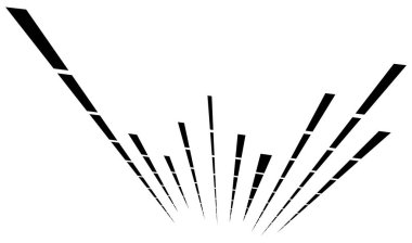 Dynamic dashed lines, stripes. 3D Lines in perspective with gaps. Vanishing, diminishing spatial lines, stripes geometric illustration