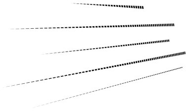 Dynamic dashed lines, stripes. 3D Lines in perspective with gaps. Vanishing, diminishing spatial lines, stripes geometric illustration