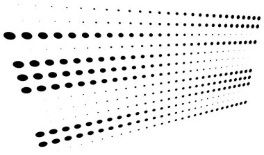 Üç boyutlu noktalar. Geometrik düzenleme perspektifte. Kaybolan, azalan benekler, noktalama, noktalama sanatı mekansal çizimler. Siyah ve beyaz benekli noktalar, benekli vektör çizimi