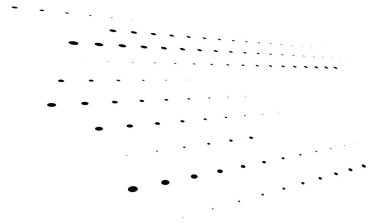 Üç boyutlu noktalar. Geometrik düzenleme perspektifte. Kaybolan, azalan benekler, noktalama, noktalama sanatı mekansal çizimler. Siyah ve beyaz benekli noktalar, benekli vektör çizimi