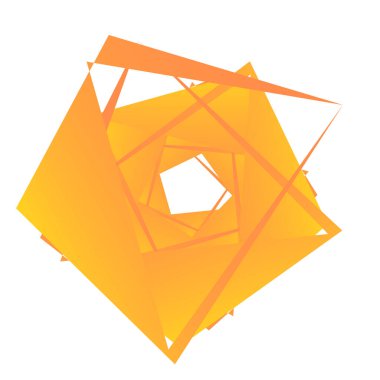 Soyut uçlu, parçalanmış tasarım öğesi. Açısal, geometrik soyut şekil. Rastgele, kaotik parçalar çizim