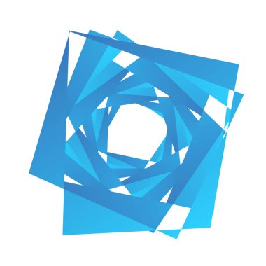 Soyut uçlu, parçalanmış tasarım öğesi. Açısal, geometrik soyut şekil. Rastgele, kaotik parçalar çizim