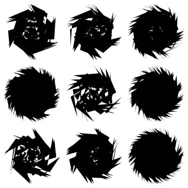 Kaotik, keskin, tiz, cırtlak desenli rastgele radyal soyut sanat öğesi