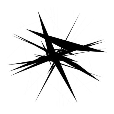 Kaotik, keskin, tiz, cırtlak desenli rastgele radyal soyut sanat öğesi