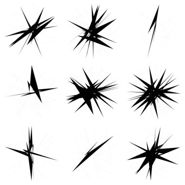 Kaotik, keskin, tiz, cırtlak desenli rastgele radyal soyut sanat öğesi