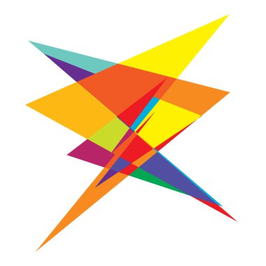 Canlı, enerjik, soyut geometrik, açısal, keskin sanat. Rastgele Picasso tarzı geometri vektörü. Dikenli, ince, kaotik sanatsal çizim