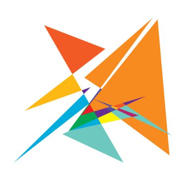 Canlı, enerjik, soyut geometrik, açısal, keskin sanat. Rastgele Picasso tarzı geometri vektörü. Dikenli, ince, kaotik sanatsal çizim