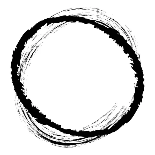 Hitam Dan Putih Grungy Lingkaran Grunge Kontur Oval Bertekstur Abstrak - Stok Vektor
