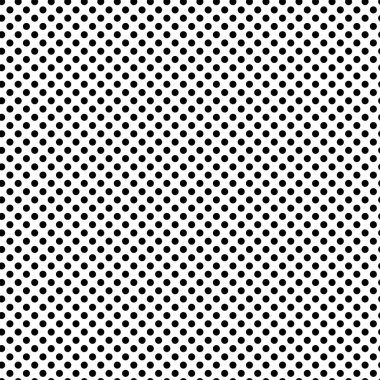 Polkadotlar, noktalı, kusursuz bir şekilde tekrarlanabilir, tekrarlanabilir desen. Benekli, noktalı Popart çizgi roman efekti. Benekler, benekler, serpiştirme temel, basit geometrik fayanslar siyah ve beyaz, tek renkli desen