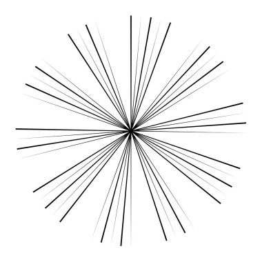 Radikal, birleşen, yayılan çizgiler. Dairesel patlama çizgileri. Yıldız patlaması, ince düzensiz rastgele çizgilerin güneş patlaması