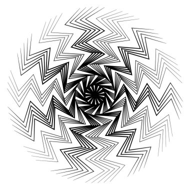 Radikal, soyut motivasyon yayıyor, ikon, mandala elementi. Bozulmuş, deforme olmuş, dairesel çizgiler çizilmiş. Merkezde çapraz çizgiler birleştiriliyor, kesişiyor