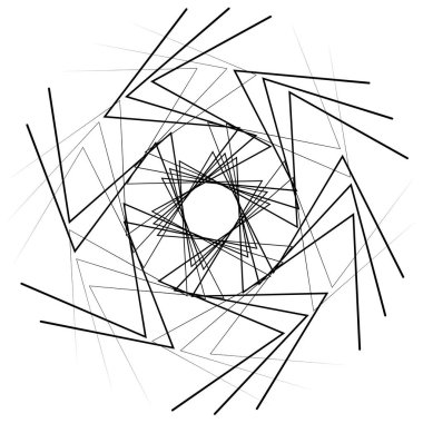 Radikal, soyut motivasyon yayıyor, ikon, mandala elementi. Bozulmuş, deforme olmuş, dairesel çizgiler çizilmiş. Merkezde çapraz çizgiler birleştiriliyor, kesişiyor