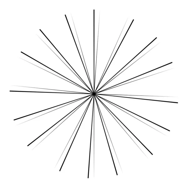 Radiale Konvergierende Strahlende Linien Kreisförmige Geplatzte Linien Starburst Sonnenausbruch Dünner — Stockvektor