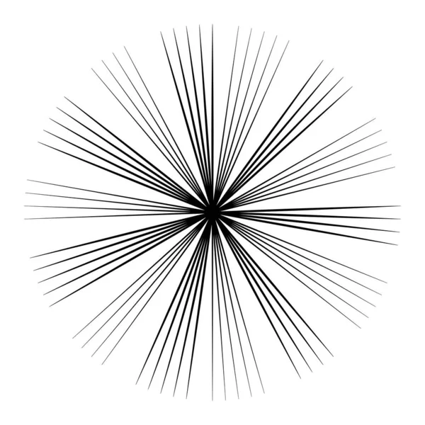 Linhas Radiais Convergentes Radiantes Linhas Circulares Starburst Sunburst Linhas Irregulares — Vetor de Stock