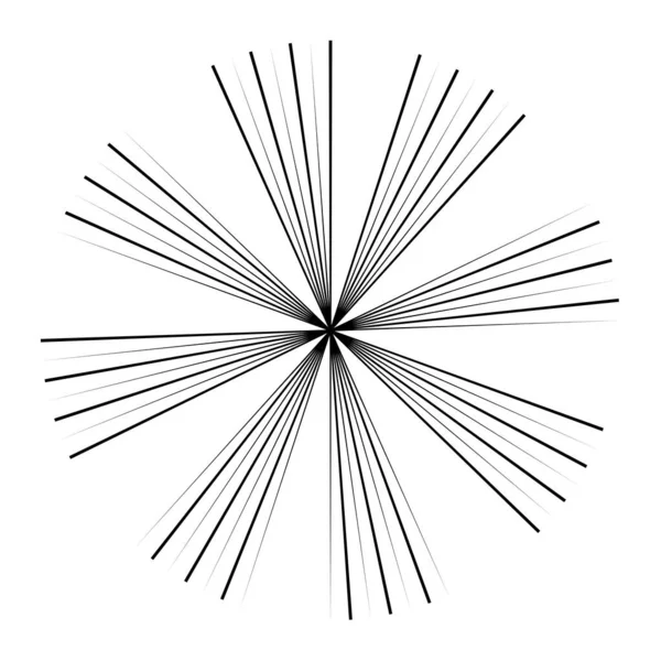 Lignes Radiales Convergentes Rayonnantes Lignes Éclatement Circulaires Éclatement Étoile Éclatement — Image vectorielle