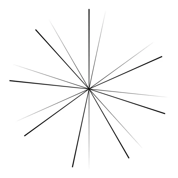 Lignes Radiales Convergentes Rayonnantes Lignes Éclatement Circulaires Éclatement Étoile Éclatement — Image vectorielle