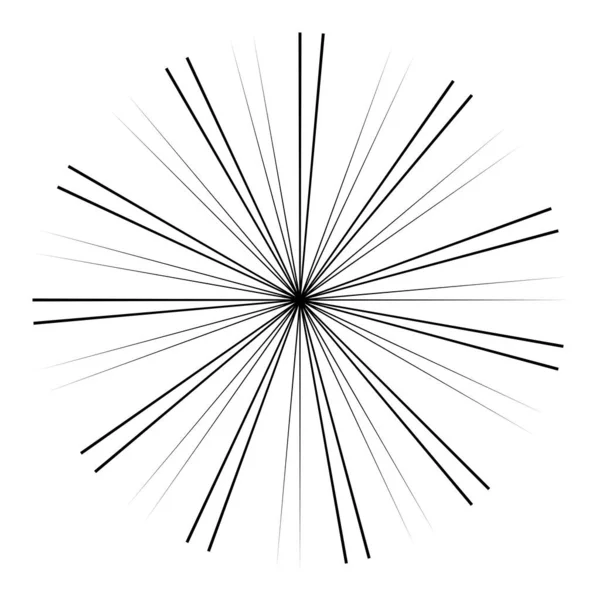 辐射线 圆形爆裂线星爆裂 不规则的 随机的细线的太阳爆裂 — 图库矢量图片