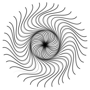 Radikal, soyut motivasyon yayıyor, ikon, mandala elementi. Bozulmuş, deforme olmuş, dairesel çizgiler çizilmiş. Merkezde çapraz çizgiler birleştiriliyor, kesişiyor