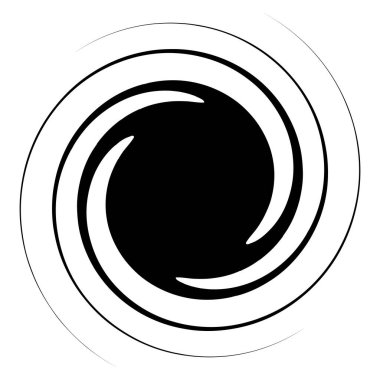 Spiral, twirl, fırıl fırıl dönen tasarım elementi. Volt, sarmal, kıvrım şekli. Döndürme, bükülme, deformasyon efekti ile şekil