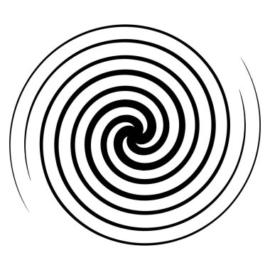 Spiral, twirl, fırıl fırıl dönen tasarım elementi. Volt, sarmal, kıvrım şekli. Döndürme, bükülme, deformasyon efekti ile şekil